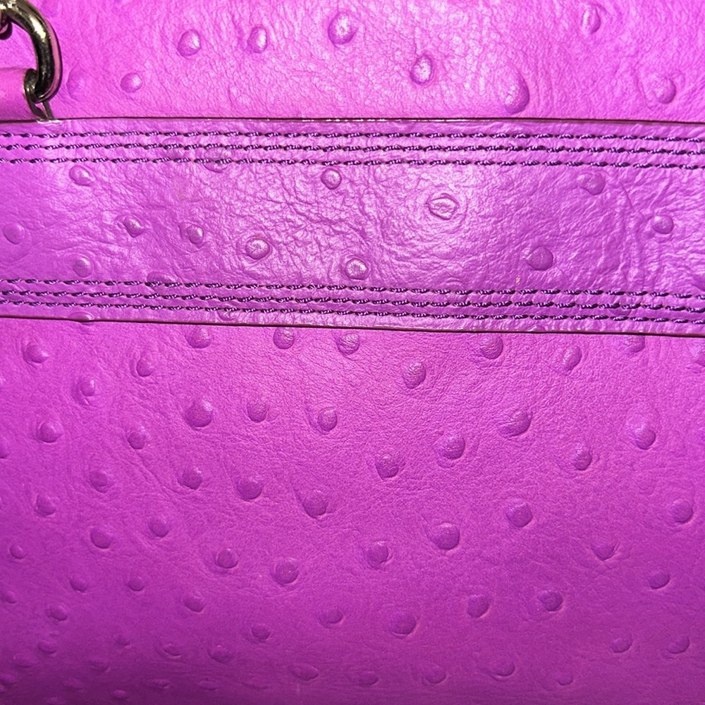 Kate Spade Rose Avenue Embossed Ostrich Leather Bow Tote Bag Baja Rose Purple - Picture 10 of 16